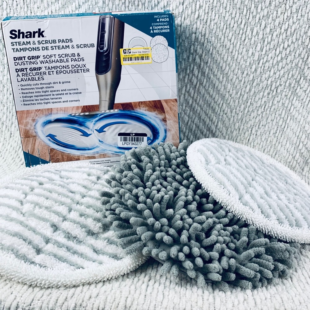 Shark Steam‎ & Scrub Dirt Grip Pads 3 Pack White Grey Washable Reusable Dusting